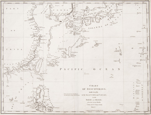 Chart of Discoveries, made in 1787, in the Seas of China and Tartary, by the Bousole and Astrolabe, from their leaving Manilla, to their arrival at Kamtschatka 1798